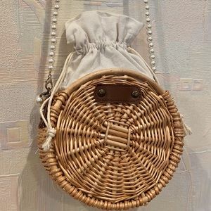 Round Wicker Crossbody Bag